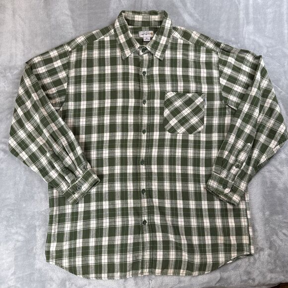 Carhartt Men's XL Green Flannel Plaid Long Sleeve Shirt Original Fit Button Up - Picture 1 of 8